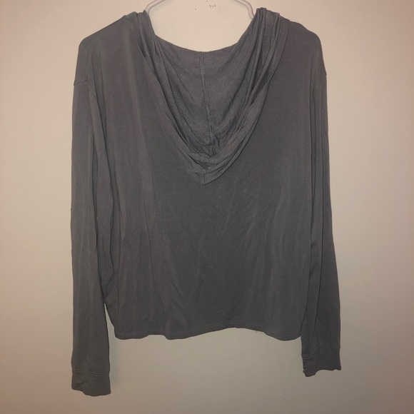 Express Dusty Blue Tie Front Soft Sweatshirt - Picture 5 of 5